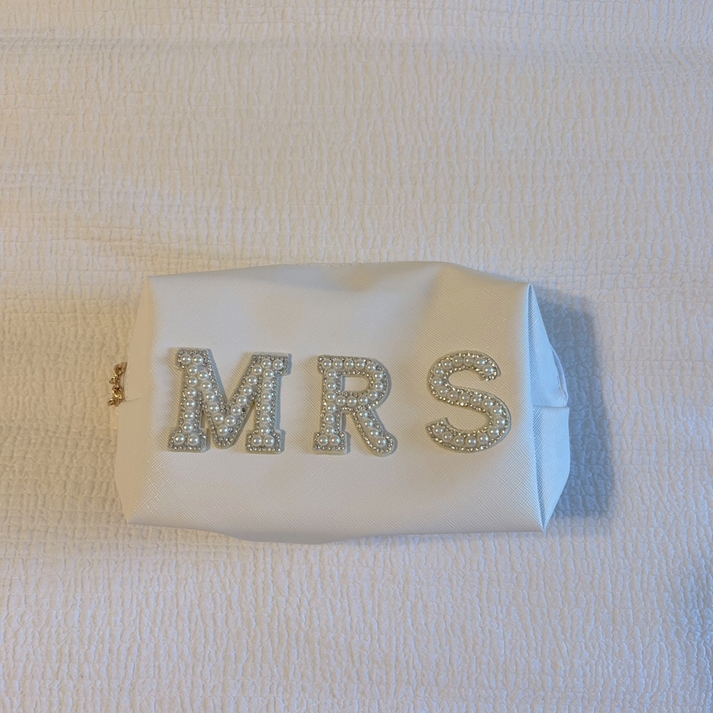 White MRS. Cosmetic Bag